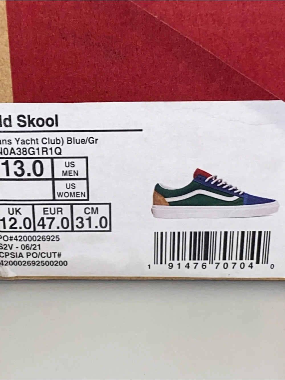 Vans Old Skool Yacht Club Colorblock Men's Size 13 Blue Green Yellow WITH BOX